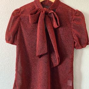 Red Sparkly Sheer Blouse